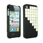 Wholesale iPhone 4 4S 3D Pyramid Studs Case (Silver-Black)